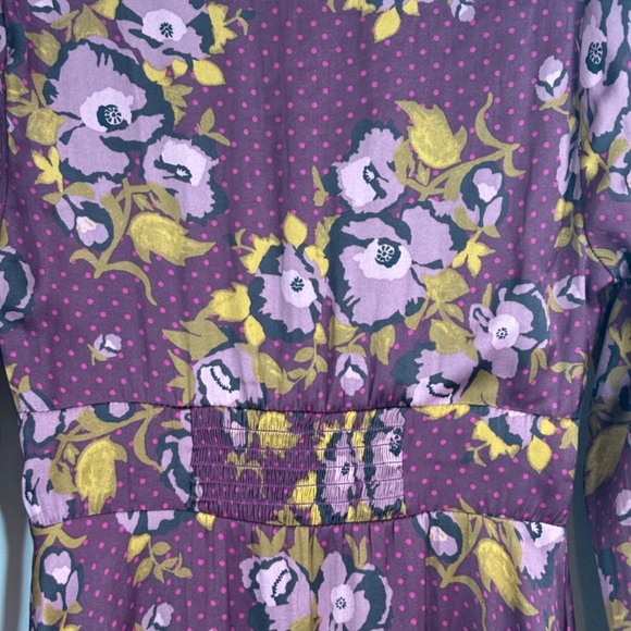 Free People Morning Light Long Sleeve Dress 6 Balloon Sleeve Floral Boho 70s - Picture 9 of 15